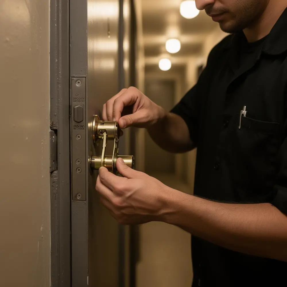 Installing a high-security Medeco deadbolt on a steel door