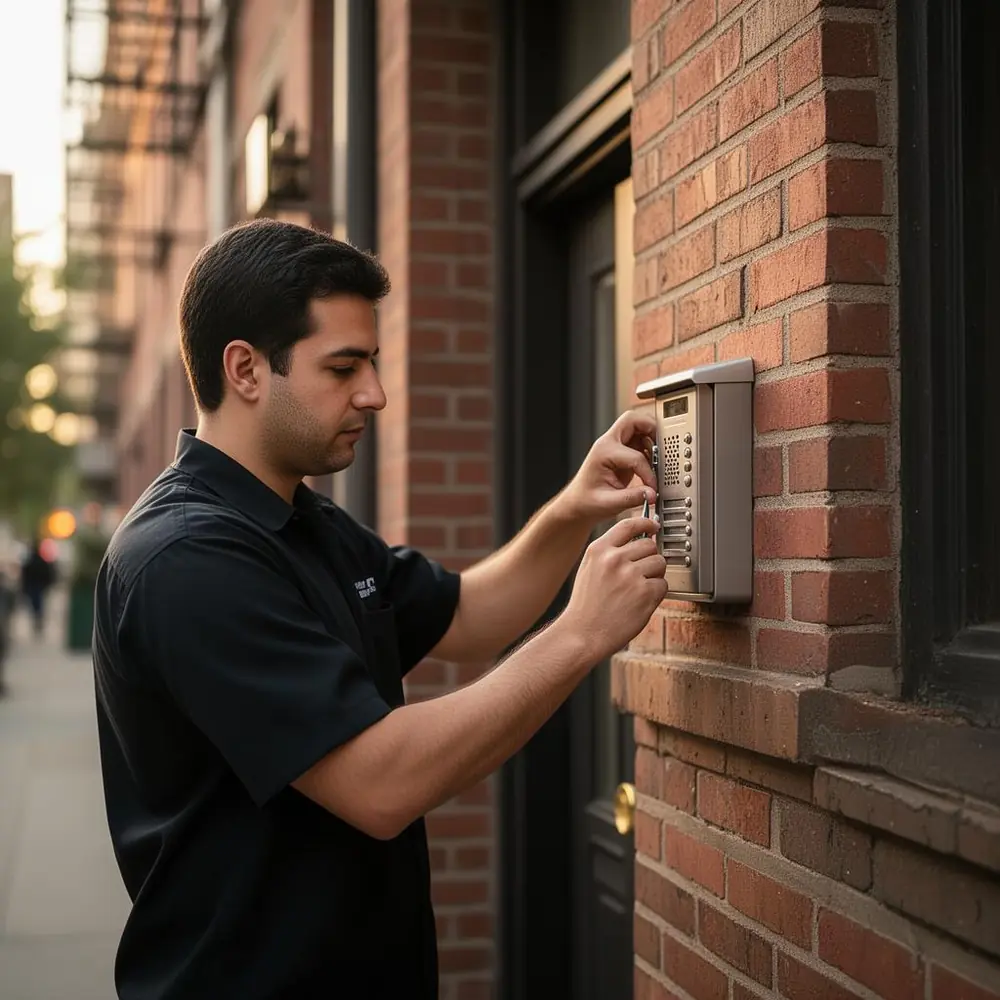 Installing an intercom buzzer panel on a NYC apartment entrance